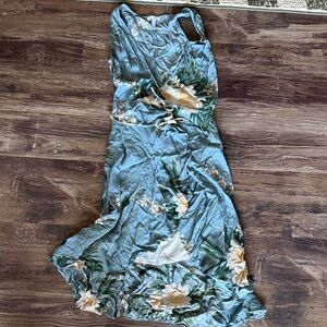 Leith Floral High Low Dress in Blue and Green